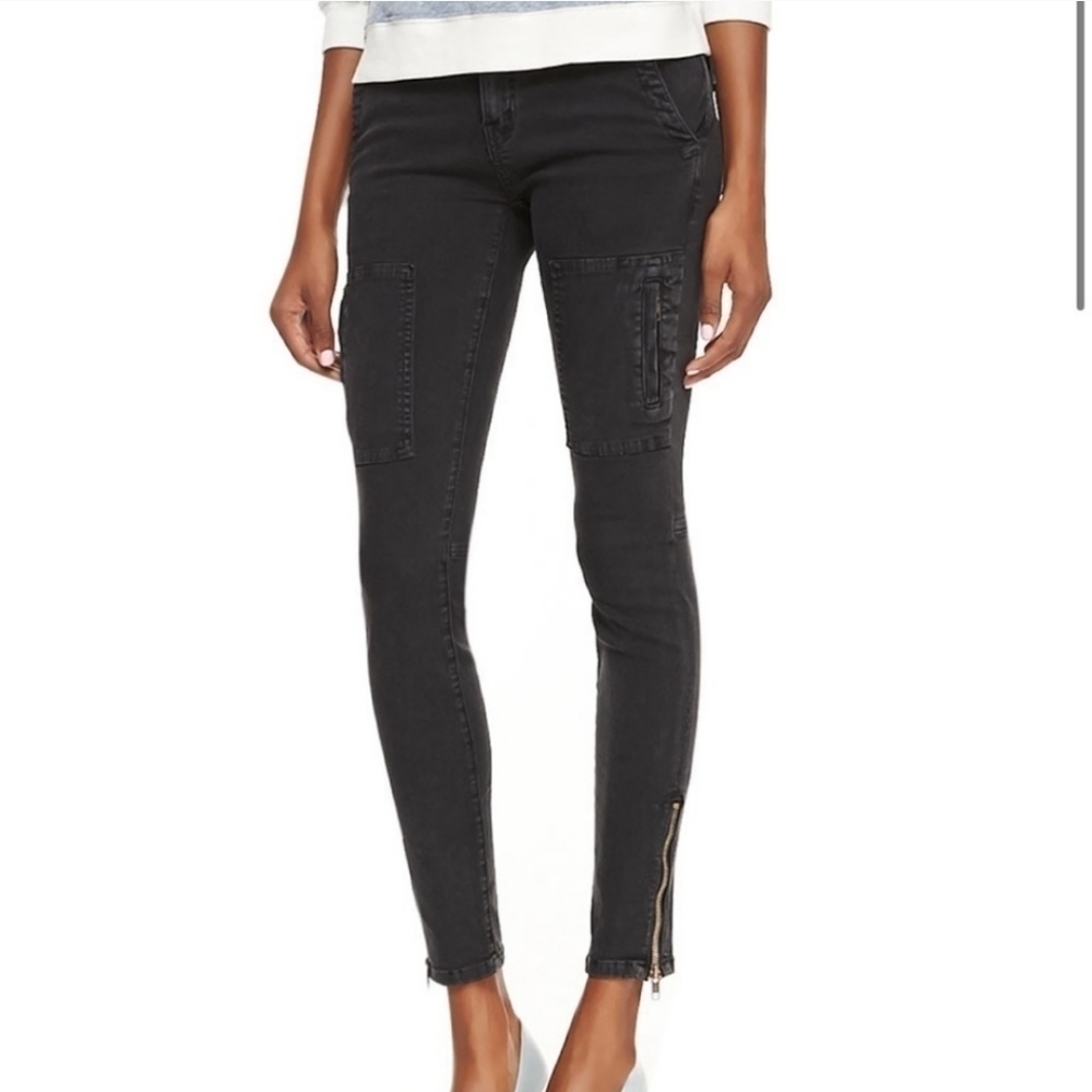 Anthropologie Current Elliott Cargo Skinny Jeans Black Size 23